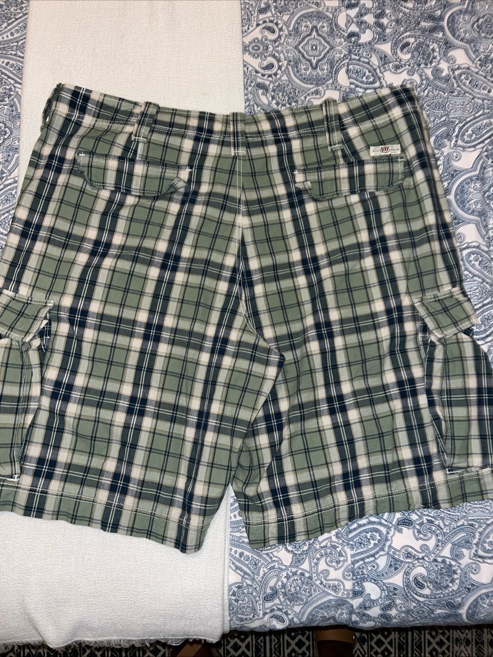 Ralph Lauren Shorts Mens 42 Green Blue Plaid Cargo Cotton Polo Jeans Co. Preppy - Picture 3 of 5